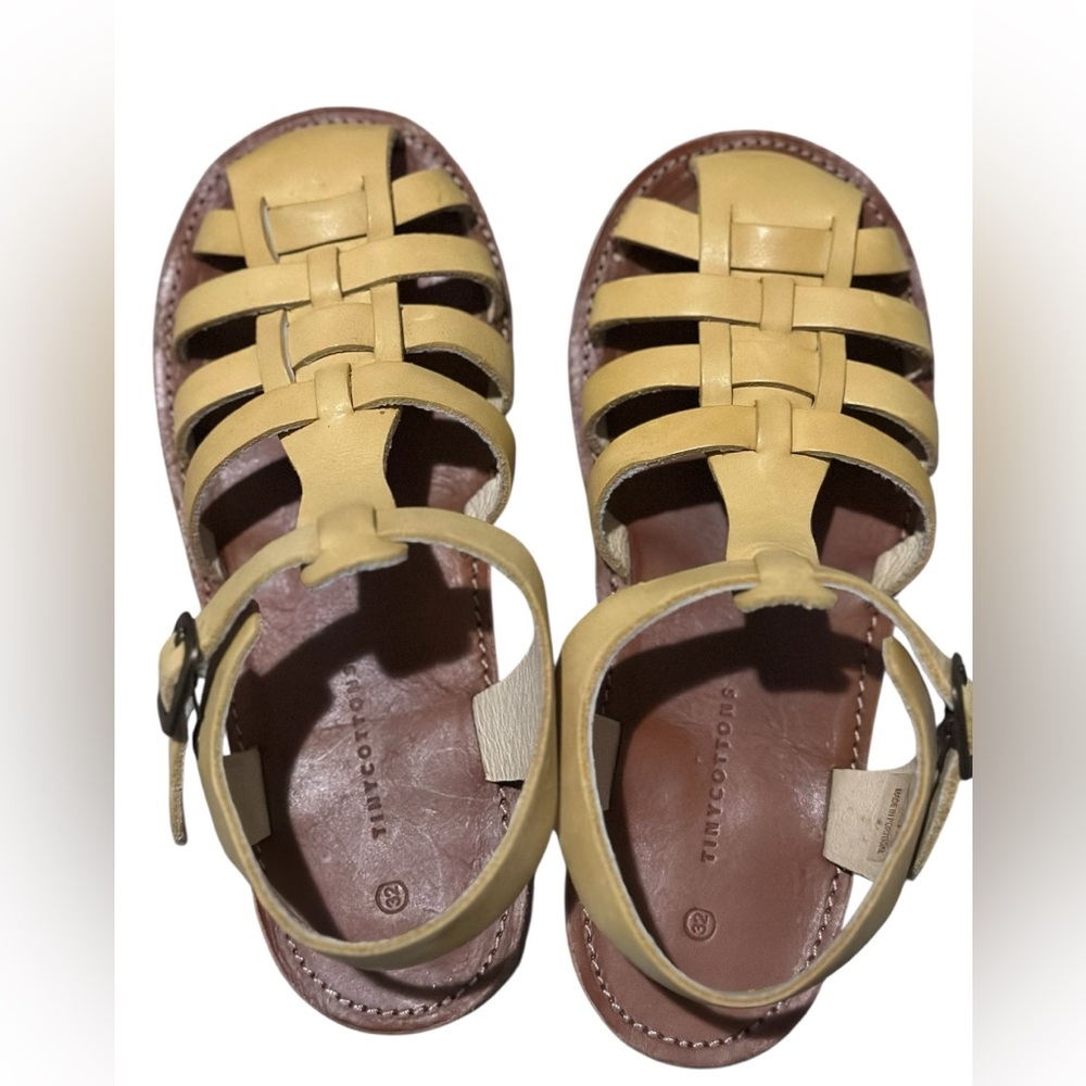 Tiny Cottons Yellow Leather Kids Sandals - Picture 11 of 14